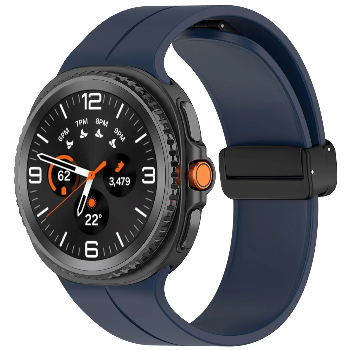 Armband für Galaxy Watch 8 40 mm / 44 mm / 8 Classic 46 mm, Bizon Strap Watch Silicone L, Dunkelblau