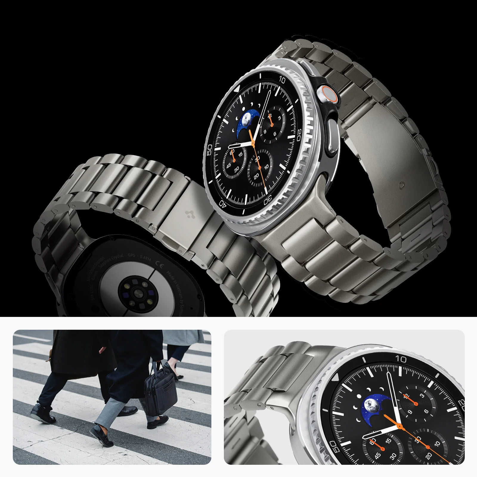 Armband für Galaxy Watch 8 / 8 Classic, Spigen Modern Fit Titanium, Titan - Image 9