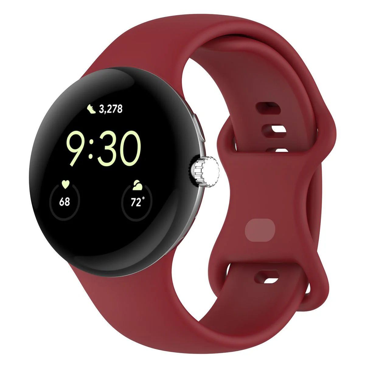 Armband für Google Pixel Watch 3 (45mm), Bizon Strap Watch Silicone S, Karminrot