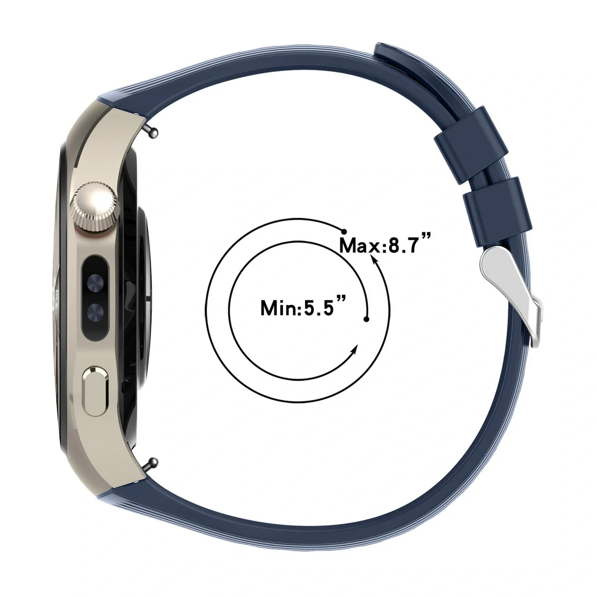 Armband für Huawei Watch 5 42 mm, Bizon Strap Watch Silicone T, Dunkelblau - Image 4