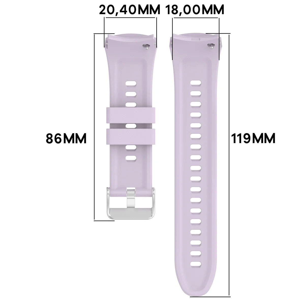 Armband für Huawei Watch 5 42 mm, Bizon Strap Watch Silicone T, Lila - Image 2
