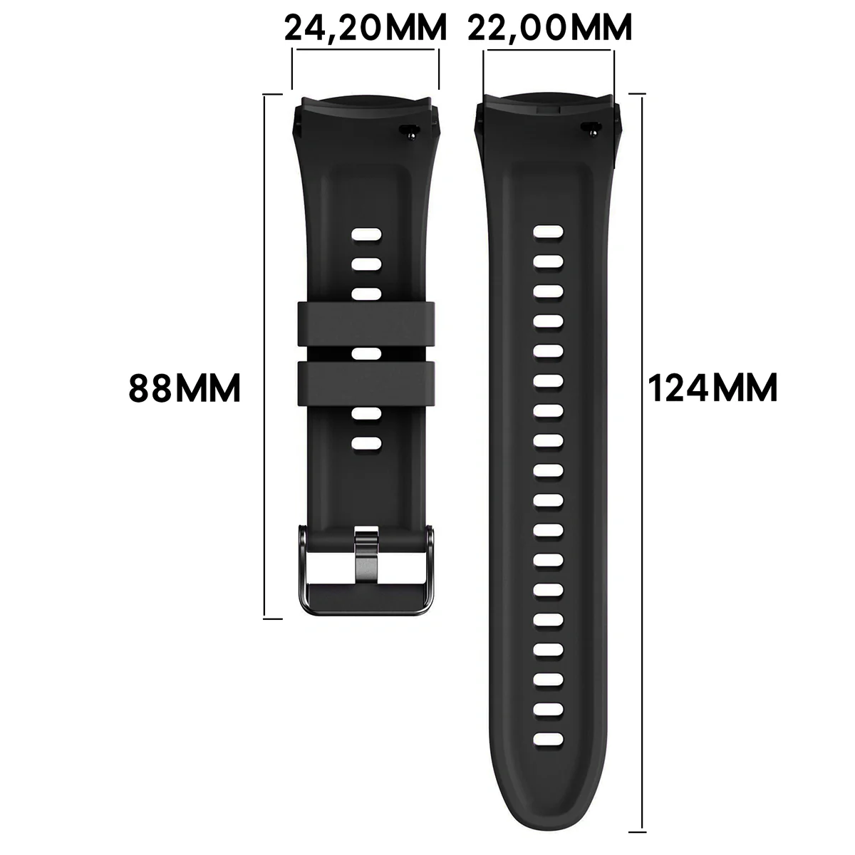 Armband für Huawei Watch 5 46 mm, Bizon Strap Watch Silicone T, Schwarz - Image 2