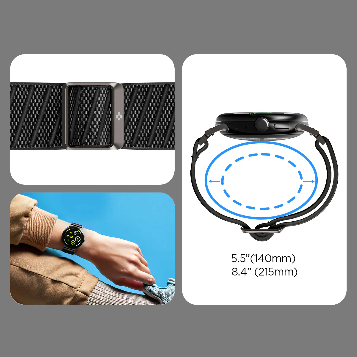 Armband für Pixel Watch 4 / 3 / 2 / 1 41 mm, Spigen Lite Fit X, Schwarz - Image 13