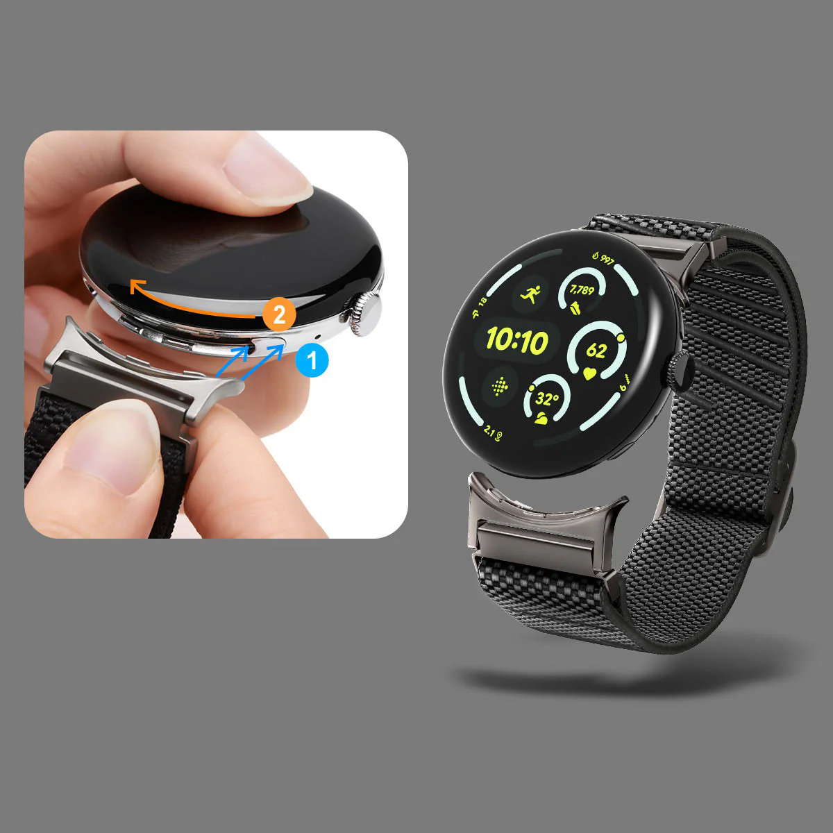 Armband für Pixel Watch 4 / 3 45 mm, Spigen Lite Fit X, Schwarz - Image 15