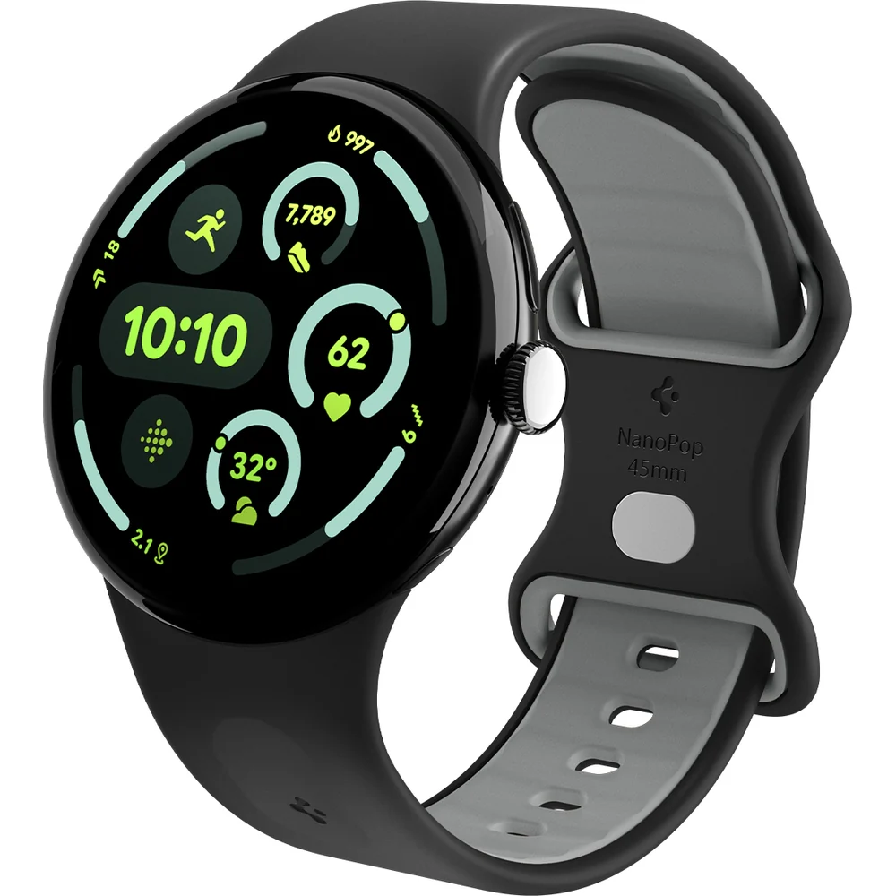 Armband für Pixel Watch 4/3 (45 mm), Spigen Nano Pop, Schwarz-Grau