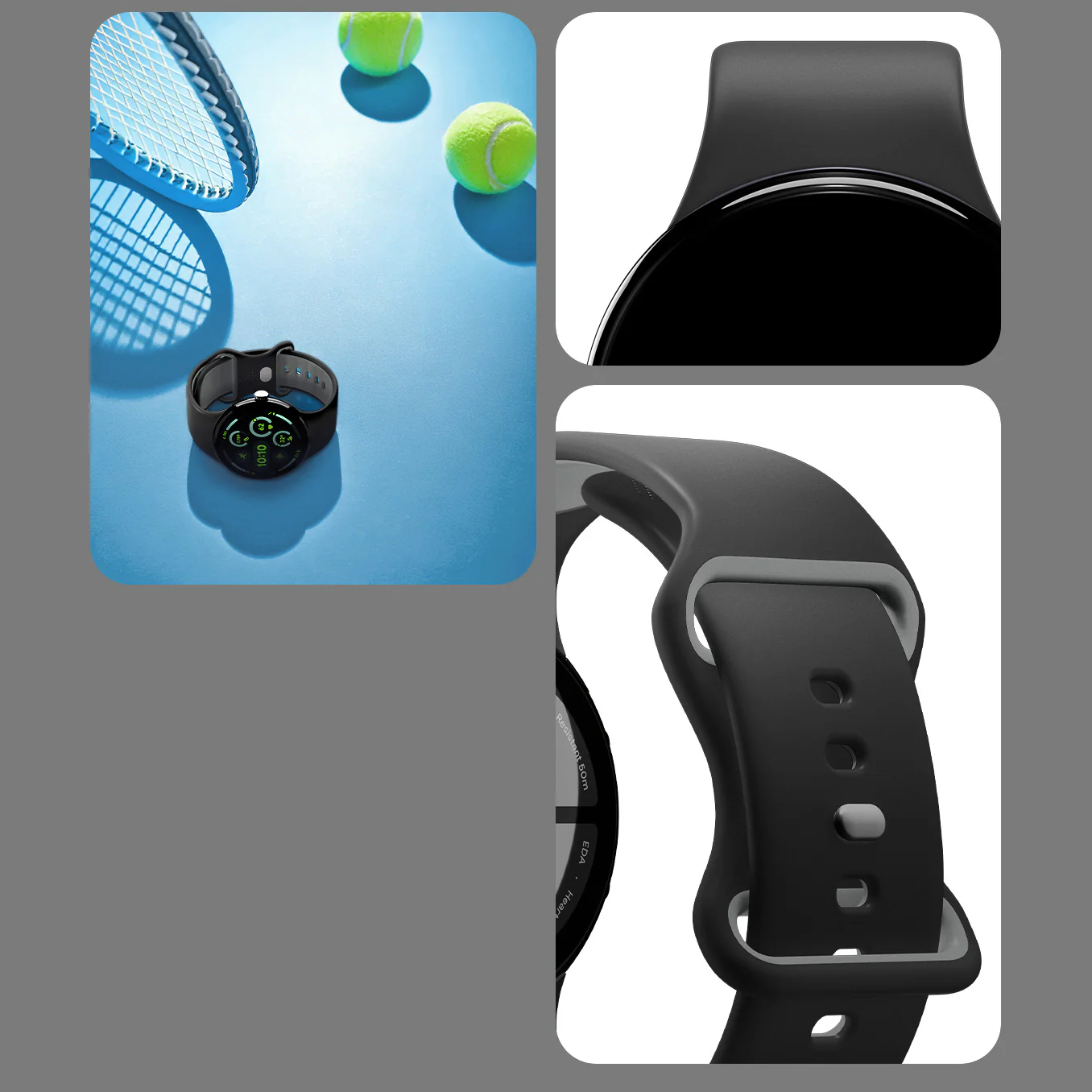 Armband für Pixel Watch 4/3 (45 mm), Spigen Nano Pop, Schwarz-Grau - Image 12