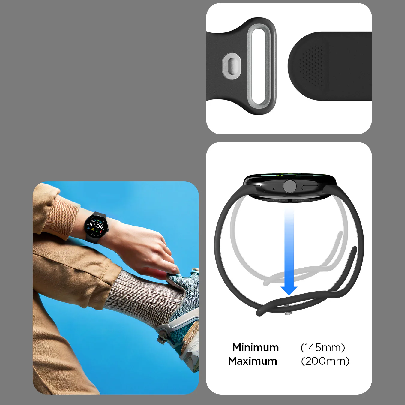 Armband für Pixel Watch 4/3 (45 mm), Spigen Nano Pop, Schwarz-Grau - Image 15