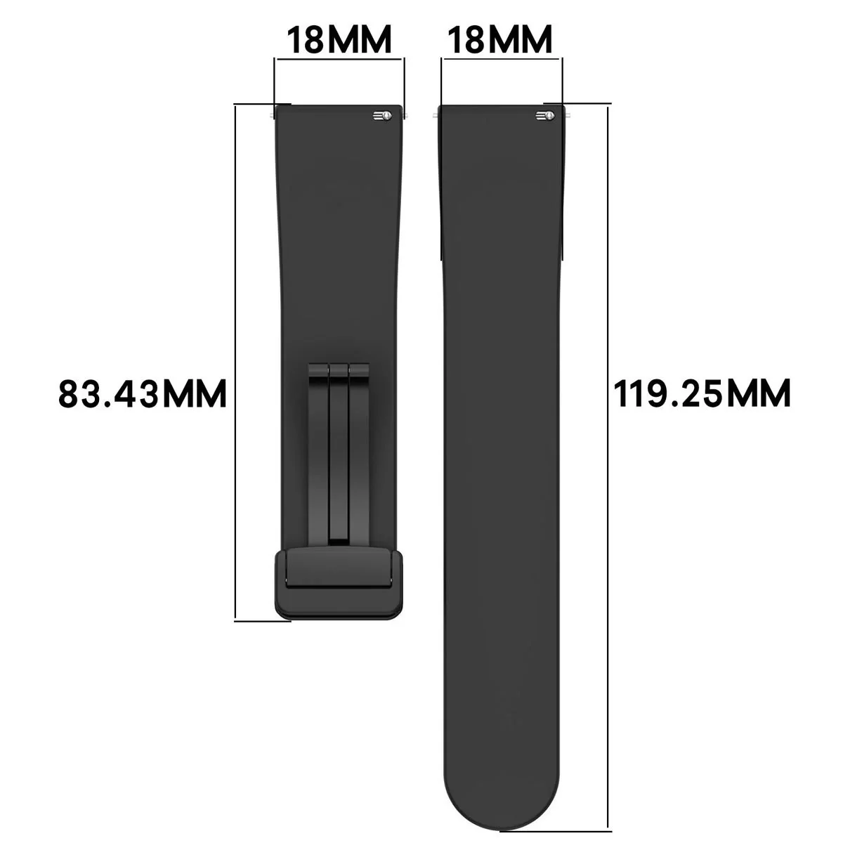 Armband für Smartwatch (18 mm), Bizon Strap Watch Silicone L, Schwarz - Image 2