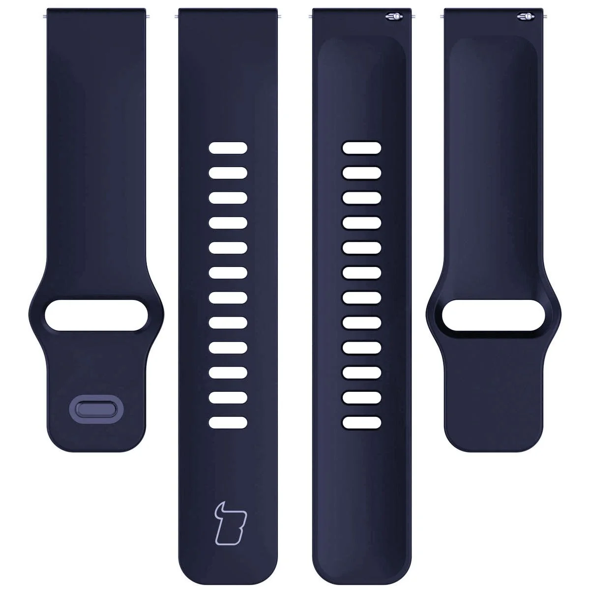 Silikon Armband für Smartwatch, Bizon Strap Watch Silicone Pro H, QuickRelease 22 mm, Dunkelblau - Image 6