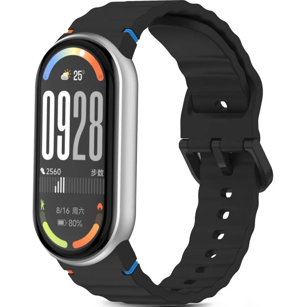Armband für Xiaomi Smart Band 10 / 9 / 9 NFC / 8, Tech-Protect Silicone Sport, Schwarz