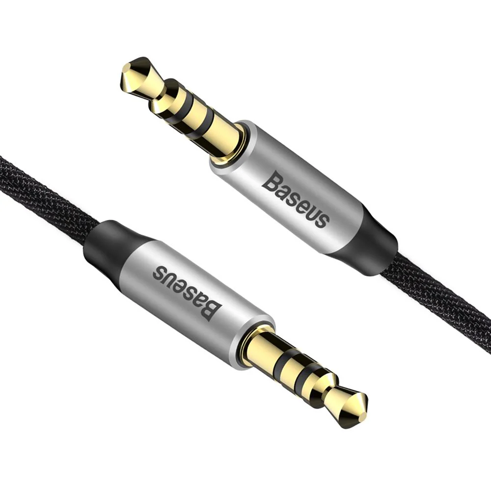 Audiokabel AUX 3.5mm Mini Jack (2x Stecker), Baseus Yiven M30, 1.5m, Silbern-Schwarz - Image 4