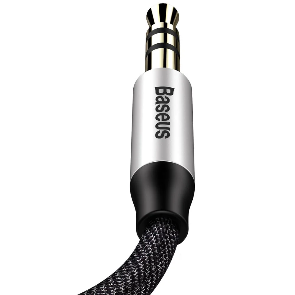 Audiokabel AUX 3.5mm Mini Jack (2x Stecker), Baseus Yiven M30, 1m, Silbern-Schwarz - Image 3