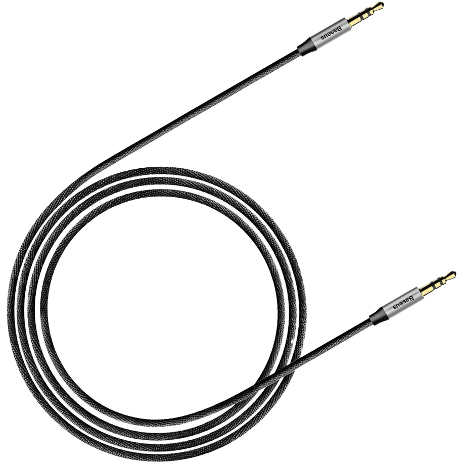 Audiokabel AUX 3.5mm Mini Jack (2x Stecker), Baseus Yiven M30, 1m, Silbern-Schwarz - Image 4