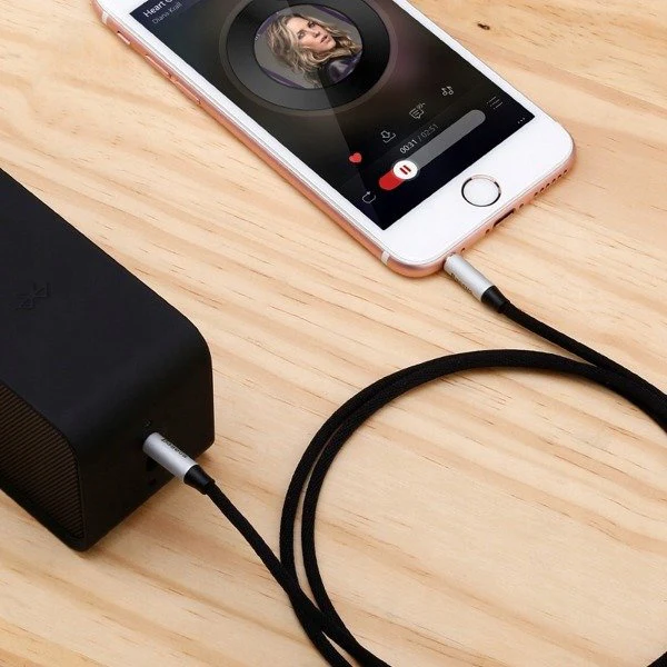 Audiokabel AUX 3.5mm Mini Jack (2x Stecker), Baseus Yiven M30, 1m, Silbern-Schwarz - Image 5