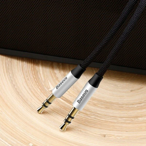 Audiokabel AUX 3.5mm Mini Jack (2x Stecker), Baseus Yiven M30, 1m, Silbern-Schwarz - Image 8