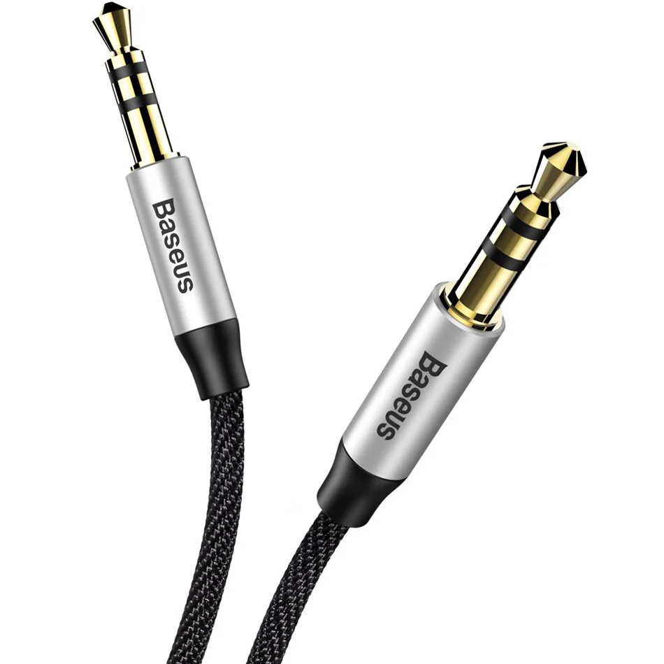 Audiokabel AUX 3.5mm Mini Jack (2x Stecker), Baseus Yiven M30, 1m, Silbern-Schwarz - Image 9