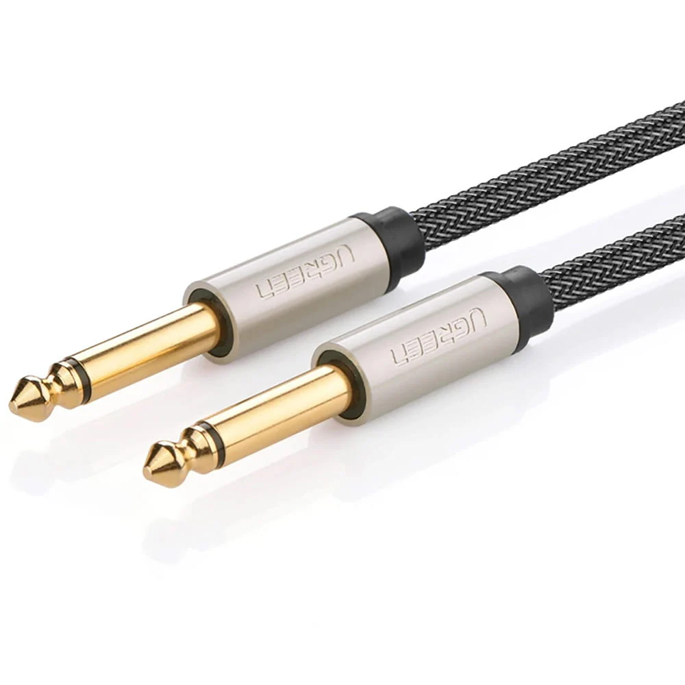 Audiokabel Jack 6,35mm (2x männlich), 3m, Ugreen AV128, Schwarz-Grau