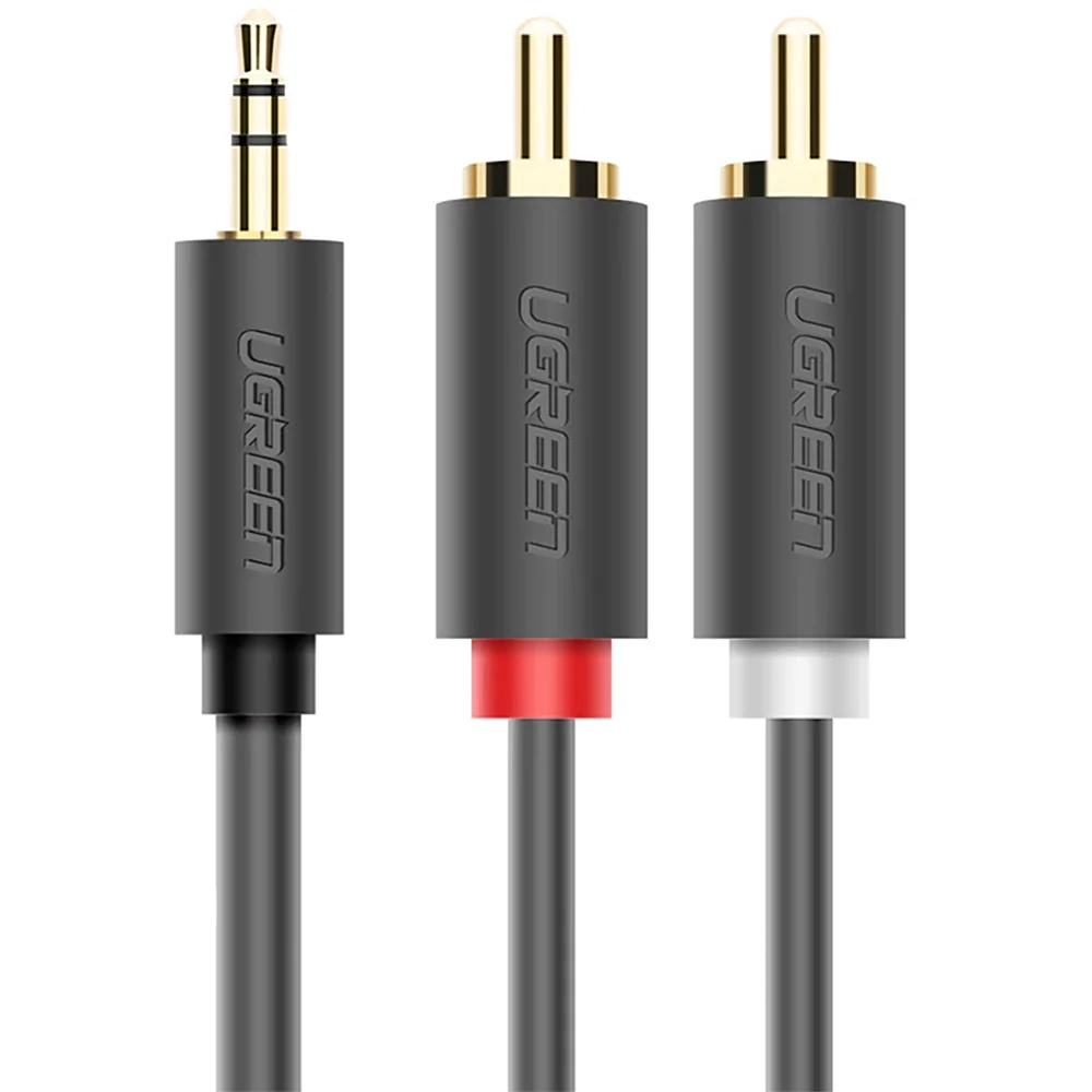 Audiokabel 3,5mm Mini jack (männlicher Typ) zu 2x RCA (Cinch), 1m, Ugreen AV102, Dunkelgrau - Image 3