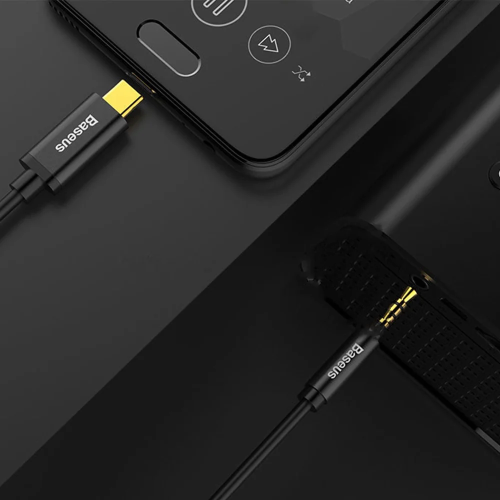 Audiokabel USB-C zu AUX 3,5 mm mini jack für Smartphone/Tablet, 1,2m, Baseus Yiven M01, Schwarz-Gold - Image 10