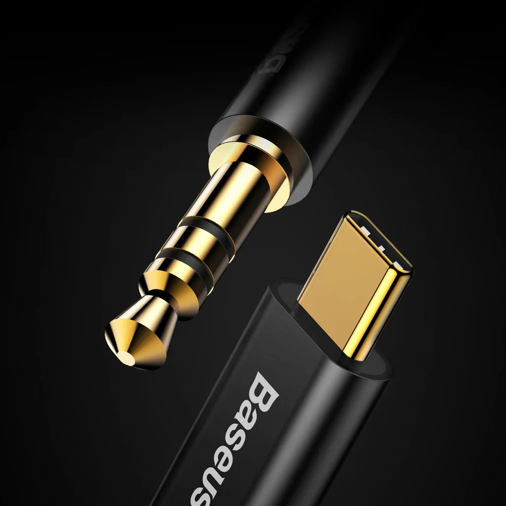 Audiokabel USB-C zu AUX 3,5 mm mini jack für Smartphone/Tablet, 1,2m, Baseus Yiven M01, Schwarz-Gold - Image 12
