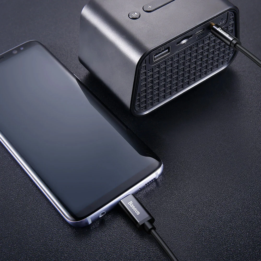 Audiokabel USB-C zu AUX 3,5 mm mini jack für Smartphone/Tablet, 1,2m, Baseus Yiven M01, Schwarz-Gold - Image 7