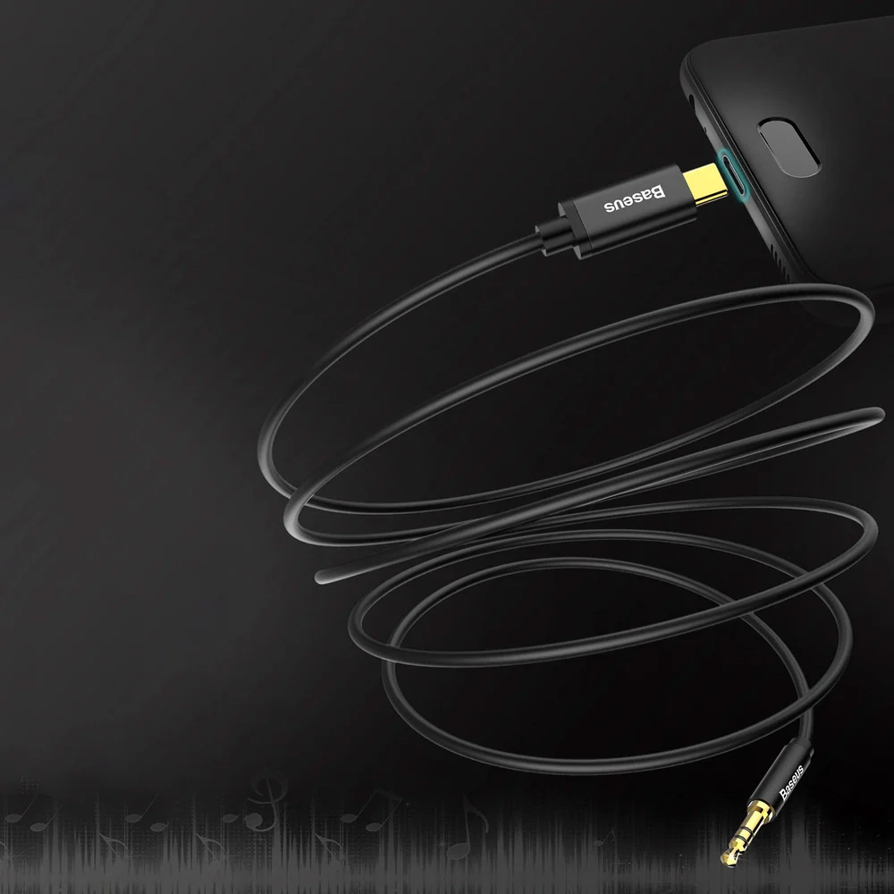 Audiokabel USB-C zu AUX 3,5 mm mini jack für Smartphone/Tablet, 1,2m, Baseus Yiven M01, Schwarz-Gold - Image 8