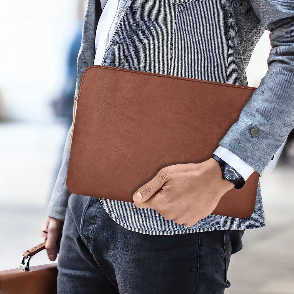 Laptoptasche für 13-14“ Laptop, Tech-Protect Fleece, Braun - Image 13