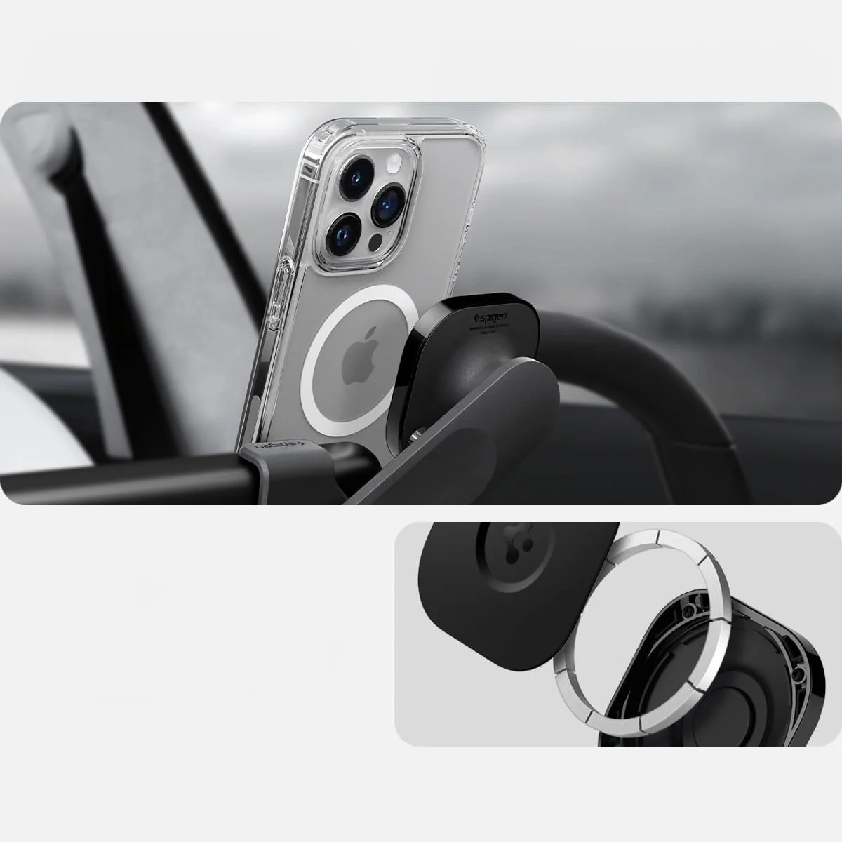 Auto Handyhalterung Spigen OneTap 3 ITT90-3 für Tesla Model 3 / Y / X (2021) / S (2021) für iPhone mit MagSafe, Schwarz - Image 13