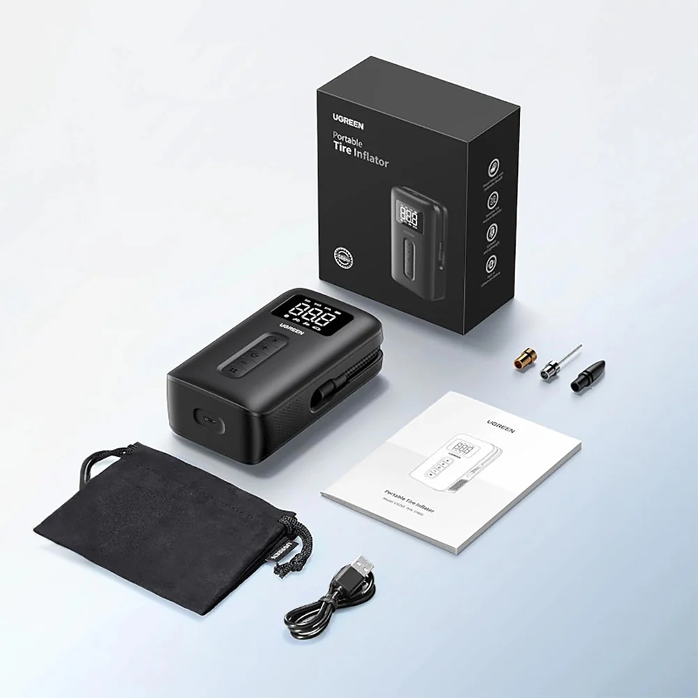 Auto-Kompressor mit Display und LED-Taschenlampe, 150 PSI, 2500 mAh, Ugreen CD259, Schwarz - Image 5