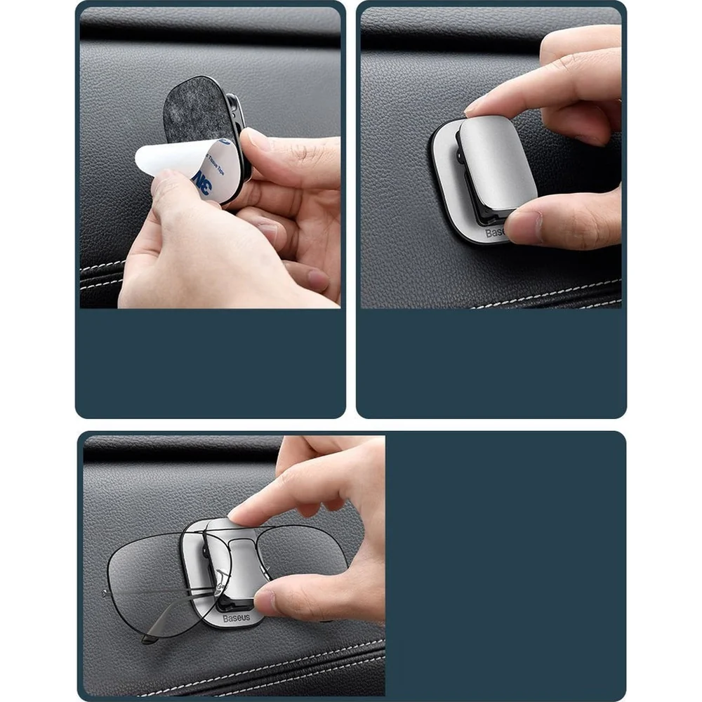 Autohalterung / Brillenclip Baseus Platinum Vehicle Eyewear Clip, Schwarz / Silbern - Image 14