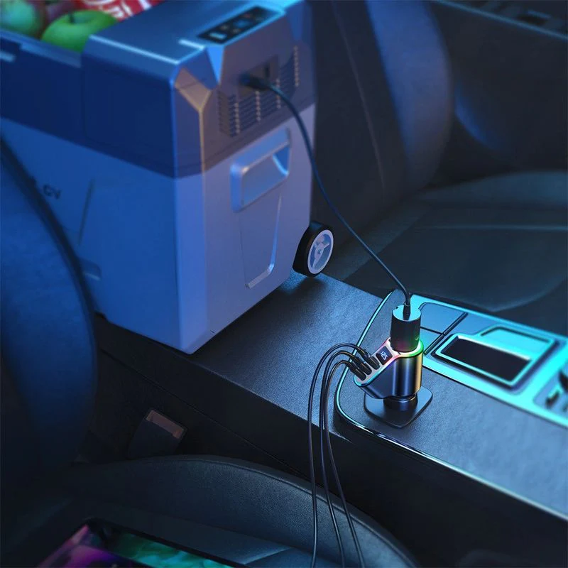 Autoladegerät 4in1 1x USB-A QC 3.0 / 2x USB-C PD 3.0 / 1x Zigarettenanzünder-Verlängerungssteckdose, Joyroom 4-in-1 Car Charger JR-CL21, 150W, Schwarz - Image 5
