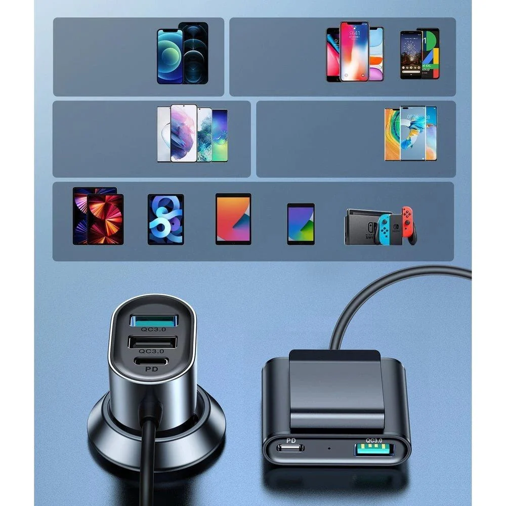 Autoladegerät Joyroom 5-in-1 JR-CL05 78W, 3x USB-A QC, 2x USB-C PD, 1,5m, Schwarz - Image 10