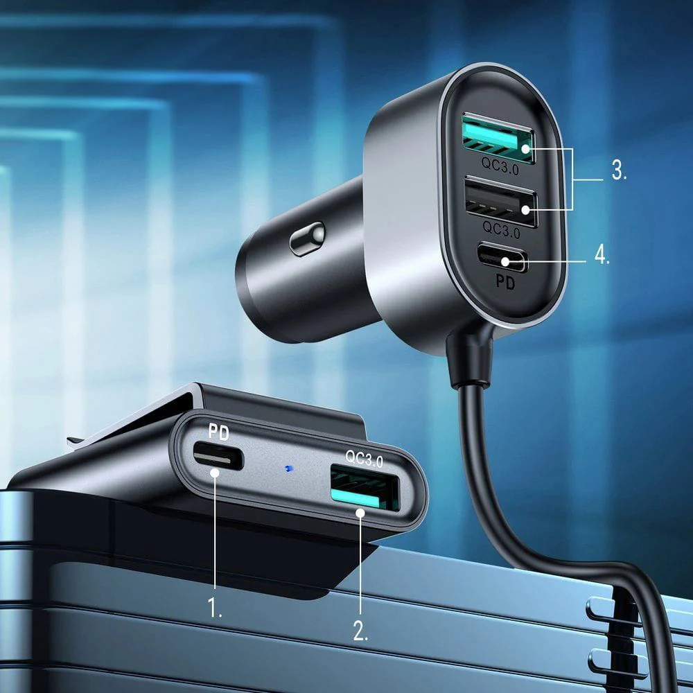 Autoladegerät Joyroom 5-in-1 JR-CL05 78W, 3x USB-A QC, 2x USB-C PD, 1,5m, Schwarz - Image 4