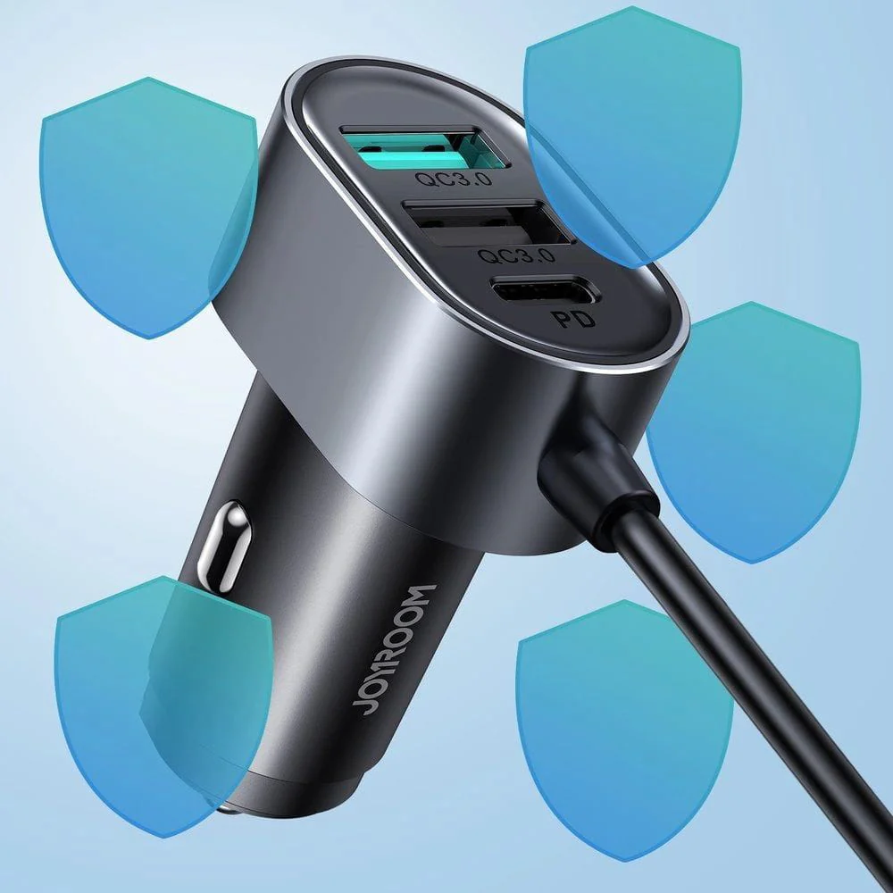 Autoladegerät Joyroom 5-in-1 JR-CL05 78W, 3x USB-A QC, 2x USB-C PD, 1,5m, Schwarz - Image 9