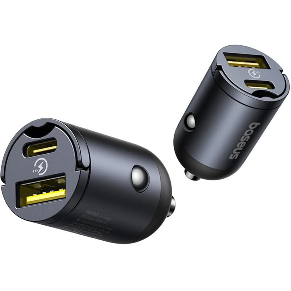 Autoladegerät PD 30W, 1x USB-A, 1x USB-C , Baseus Mini Tiny Star, Schwarz - Image 4