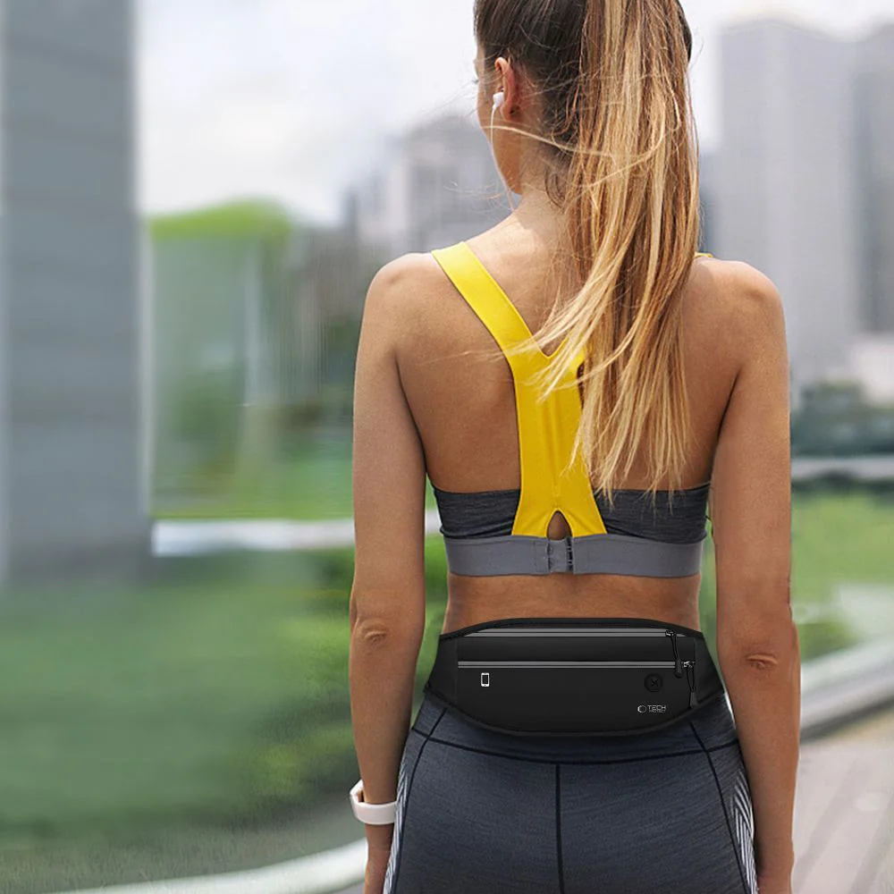 Bauchtasche für Handy / Kopfhörer / Zubehör, Tech-Protect M7 Universal Sport Waist Bag, Schwarz - Image 10