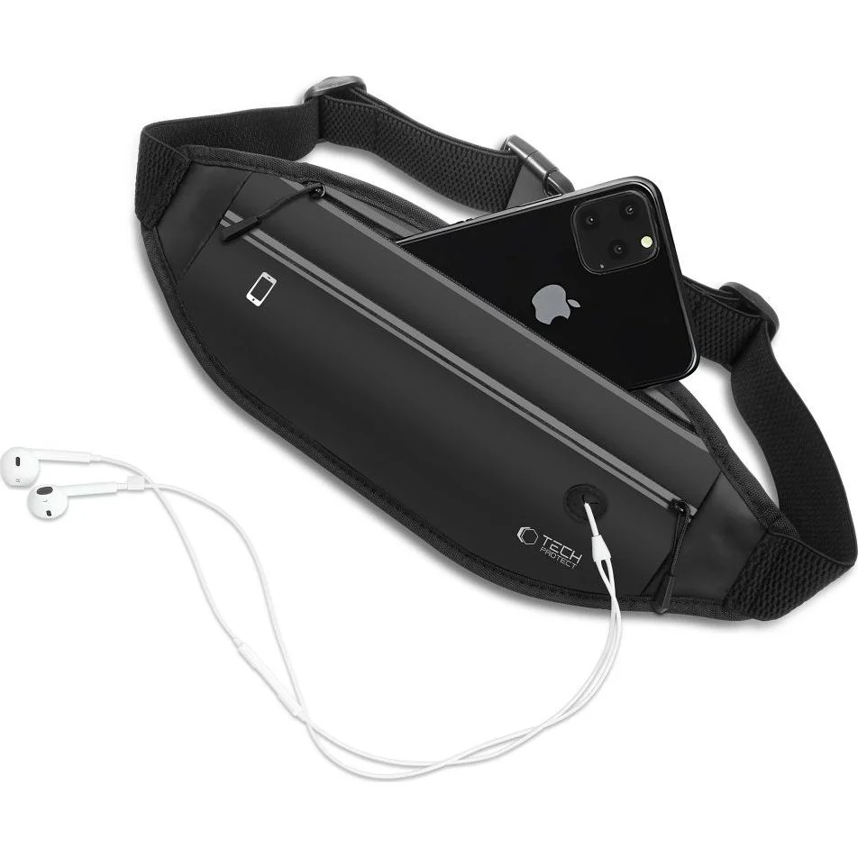 Bauchtasche für Handy / Kopfhörer / Zubehör, Tech-Protect M7 Universal Sport Waist Bag, Schwarz - Image 2