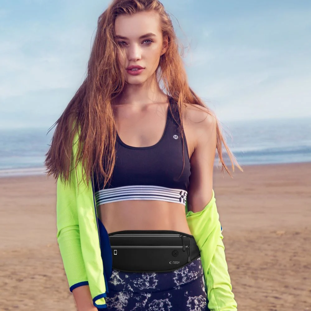 Bauchtasche für Handy / Kopfhörer / Zubehör, Tech-Protect M7 Universal Sport Waist Bag, Schwarz - Image 8
