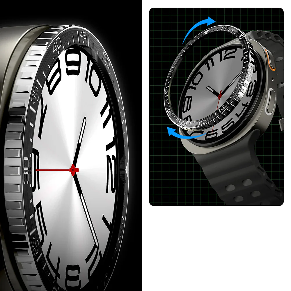 Blendenabdeckung Spigen Bezel Tune für Galaxy Watch 8 44 mm, Schwarz-Silber - Image 4