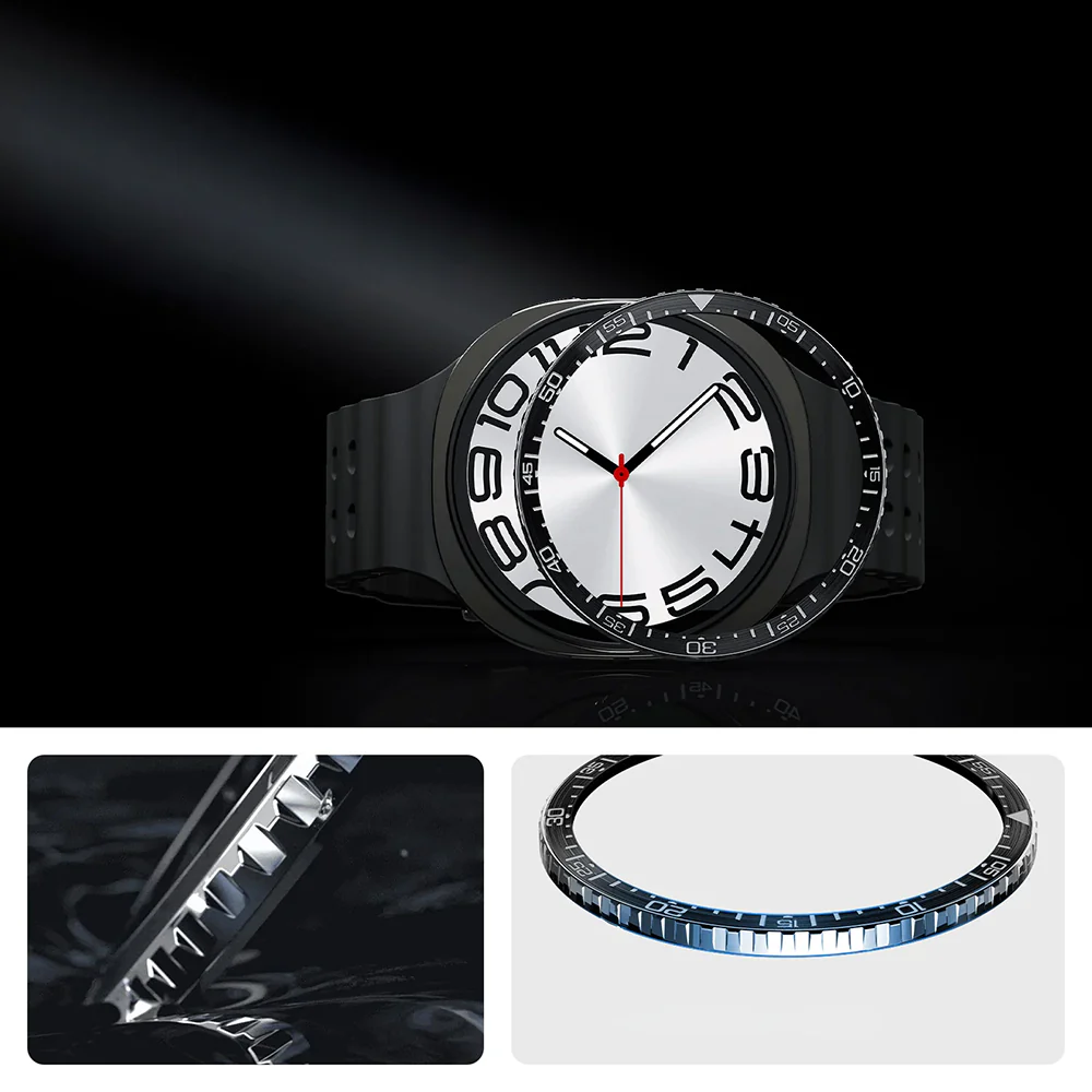 Blendenabdeckung Spigen Bezel Tune für Galaxy Watch 8 44 mm, Schwarz-Silber - Image 5