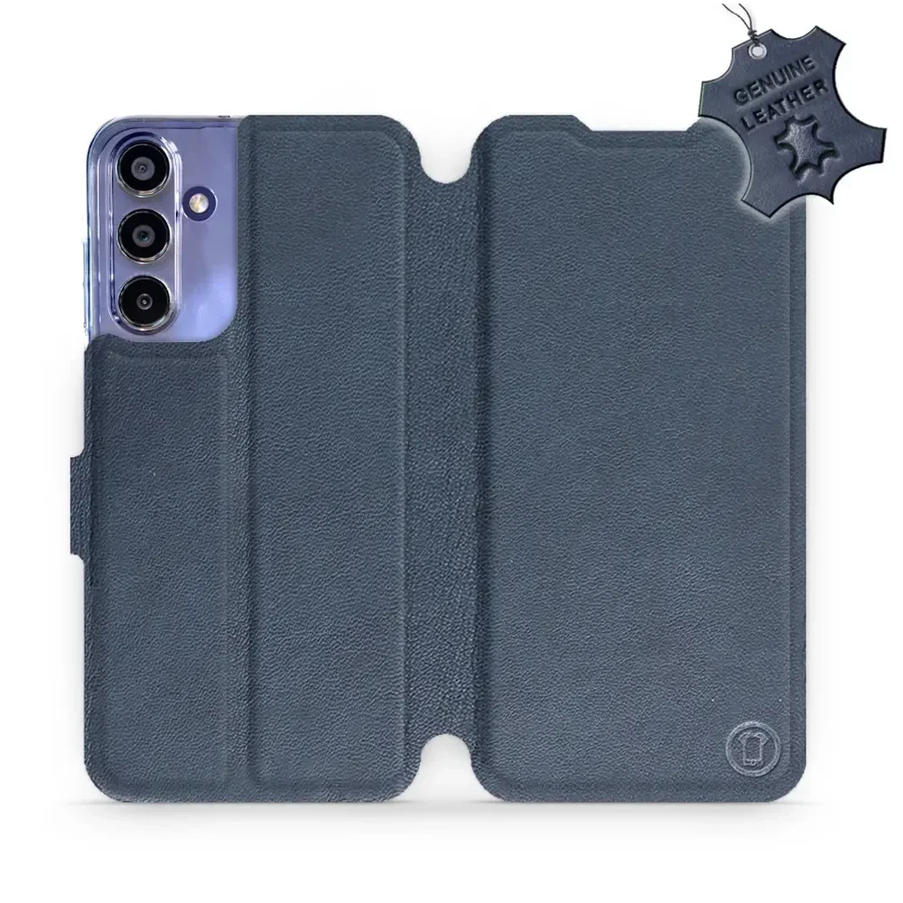 Echtleder Handyhülle für Galaxy A15 4G, Mobiwear Leather, Dunkelblau