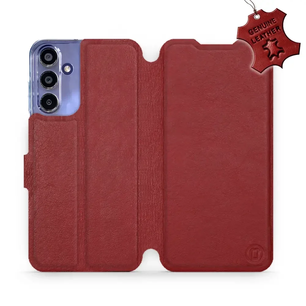 Echtleder Handyhülle für Galaxy A15 4G, Mobiwear Leather, Dunkelrot