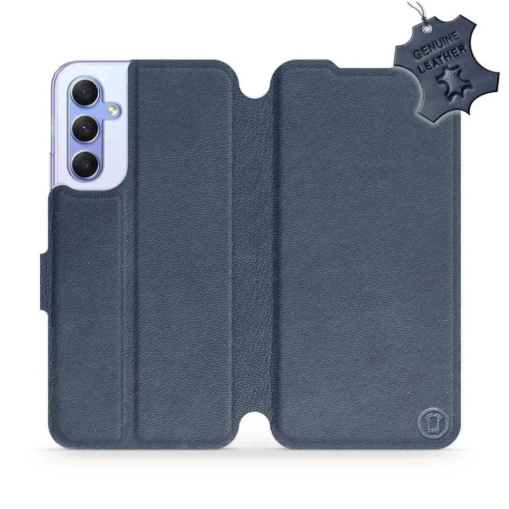 Echtleder Handyhülle für Galaxy A34 5G, Mobiwear Leather, Dunkelblau