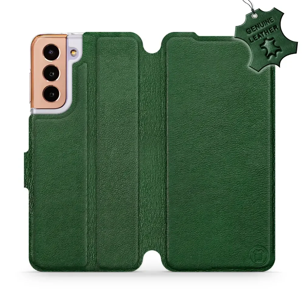 Echtleder Handyhülle für Galaxy S21, Mobiwear Leather, Grün