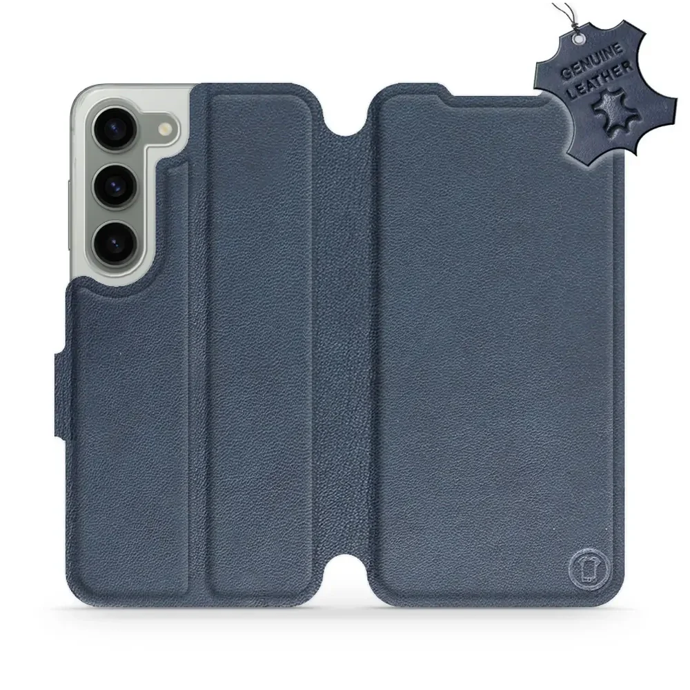 Echtleder Handyhülle für Galaxy S23, Mobiwear Leather, Dunkelblau