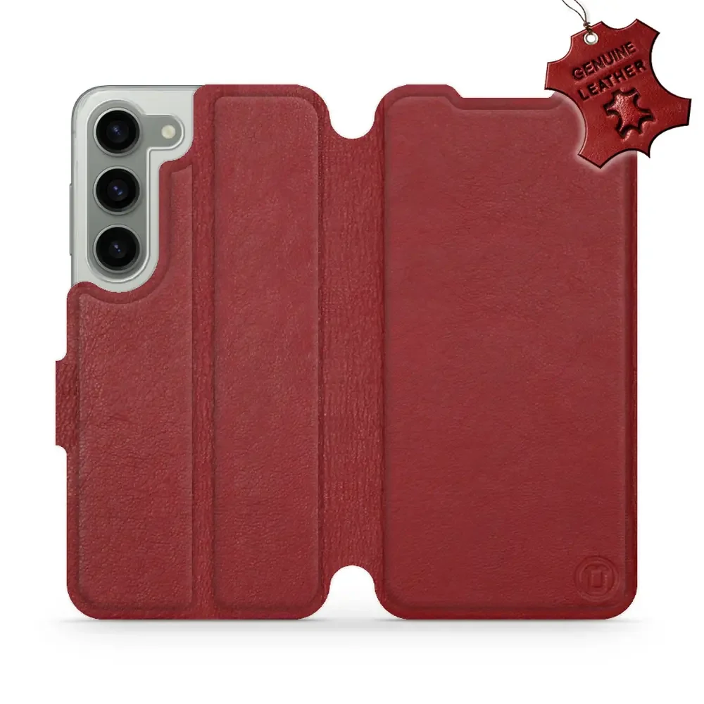 Echtleder Handyhülle für Galaxy S23, Mobiwear Leather, Dunkelrot