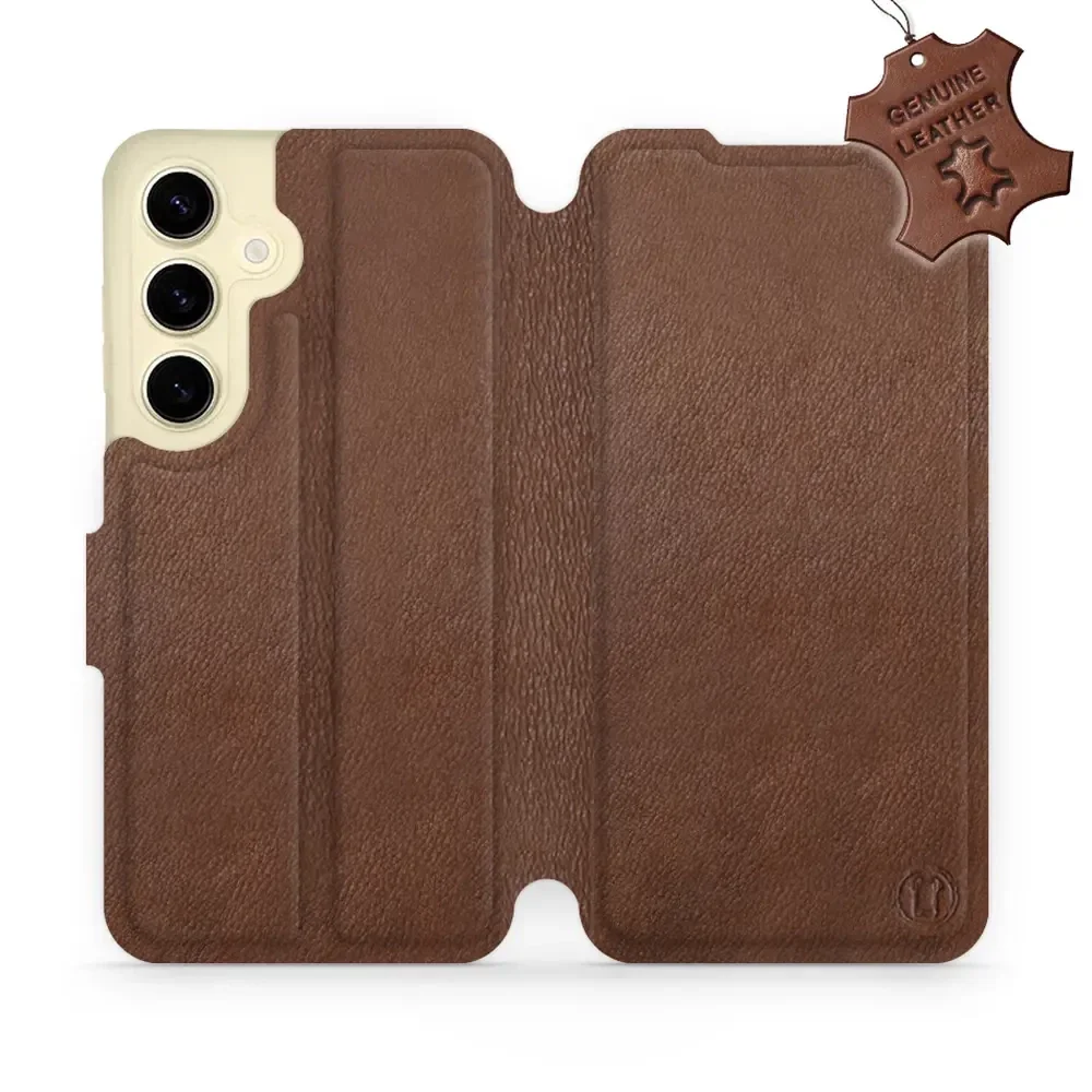 Echtleder Handyhülle für Galaxy S24, Mobiwear Leather, Braun