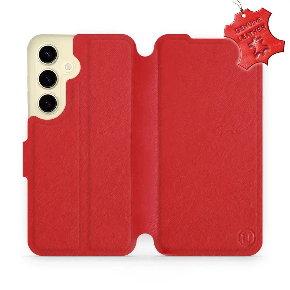 Echtleder Handyhülle für Galaxy S24, Mobiwear Leather, Rot