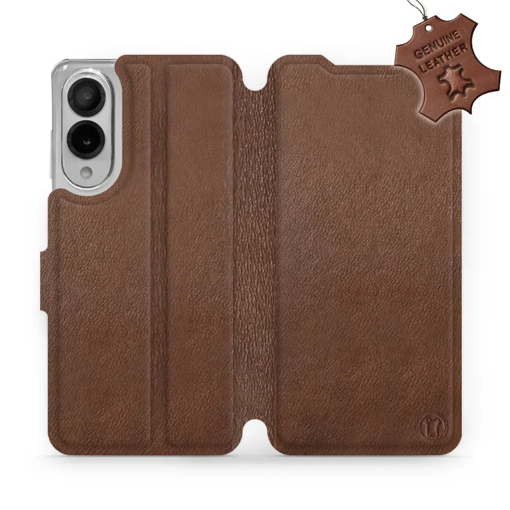 Echtleder Handyhülle für Galaxy S25 Edge, Mobiwear Leather, Braun