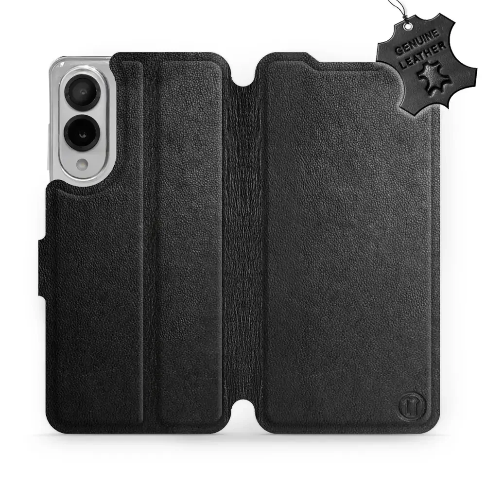 Echtleder Handyhülle für Galaxy S25 Edge, Mobiwear Leather, Schwarz